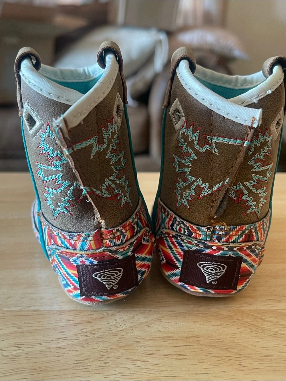 Twister Unisex Baby Western Bootie Pull On Embroidered Geometric Brown